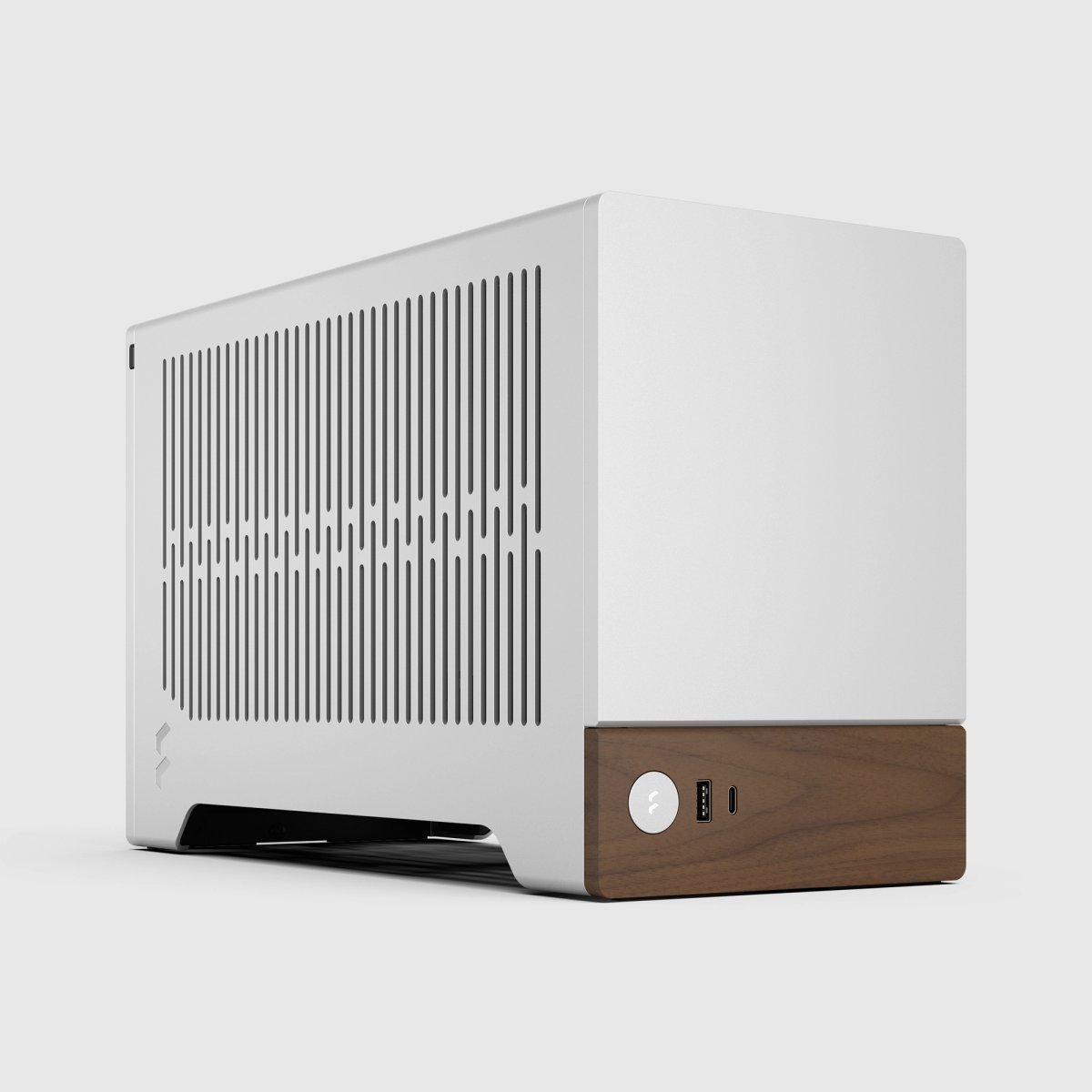 Fractal Design Terra in Silver, angled view